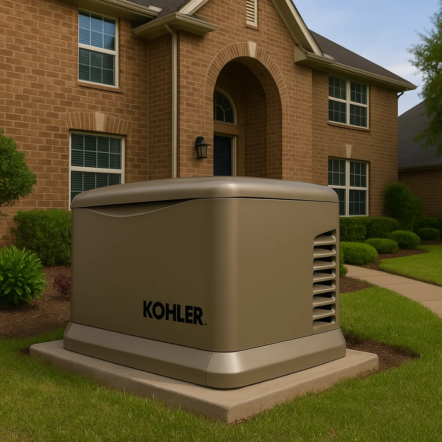 A Kohler standby generator serviced by Generator Industries