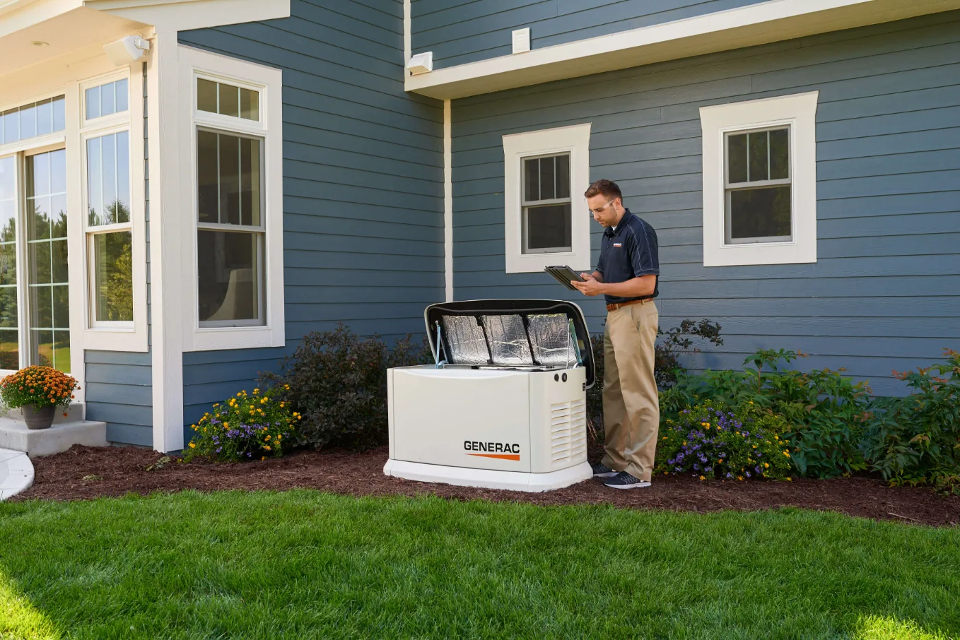 A completed standby generator installation